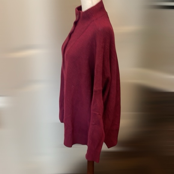 Loft Button "Poncho" Sweater Burgundy M - Picture 3 of 7